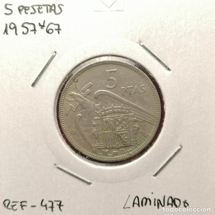 Monedas con errores: 5 pesetas 1957 * 67 laminada - Foto 1