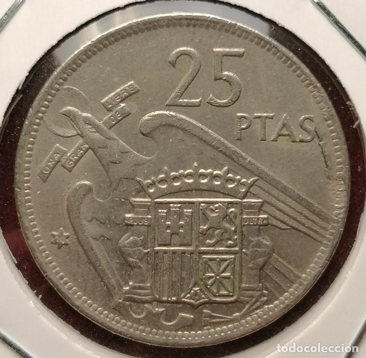Monedas con errores: 25 pesetas 1957 * 70 laminada hoja - Foto 2