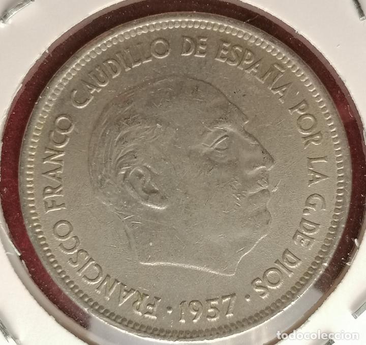 Monedas con errores: 25 pesetas 1957 * 70 laminada hoja - Foto 3
