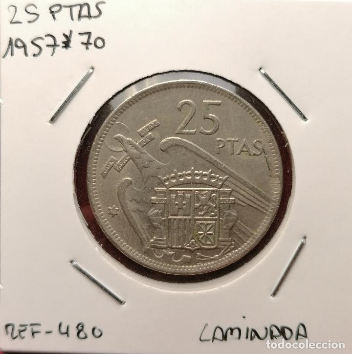 Monedas con errores: 25 pesetas 1957 * 70 laminada hoja - Foto 1