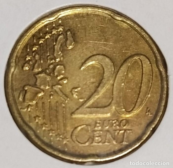 Monedas con errores: 2X20 C&Eacute;NTIMOS B&Eacute;LGICA 2002 VARIANTE ESTRELLAS - Foto 5