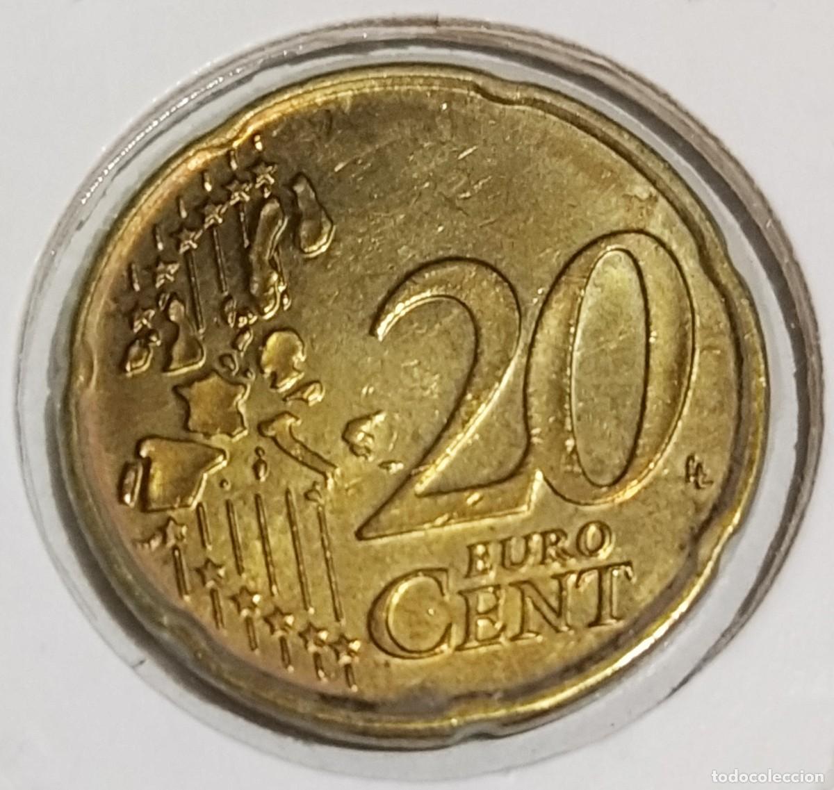 Monedas con errores: 2X20 C&Eacute;NTIMOS B&Eacute;LGICA 2002 VARIANTE ESTRELLAS - Foto 3