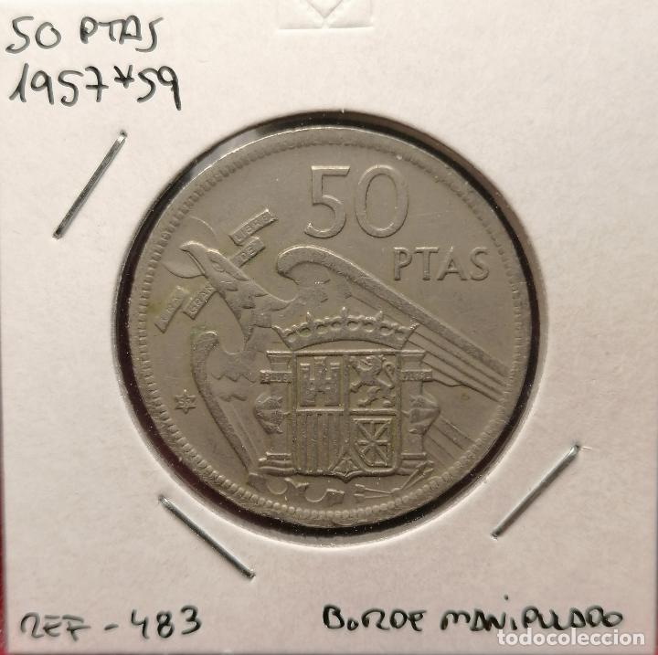 Monedas con errores: 50 pesetas 1957 * 59 borde manipulado - Foto 1