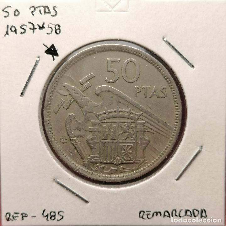Monedas con errores: 50 pesetas 1957 * 58 repintada - Foto 1