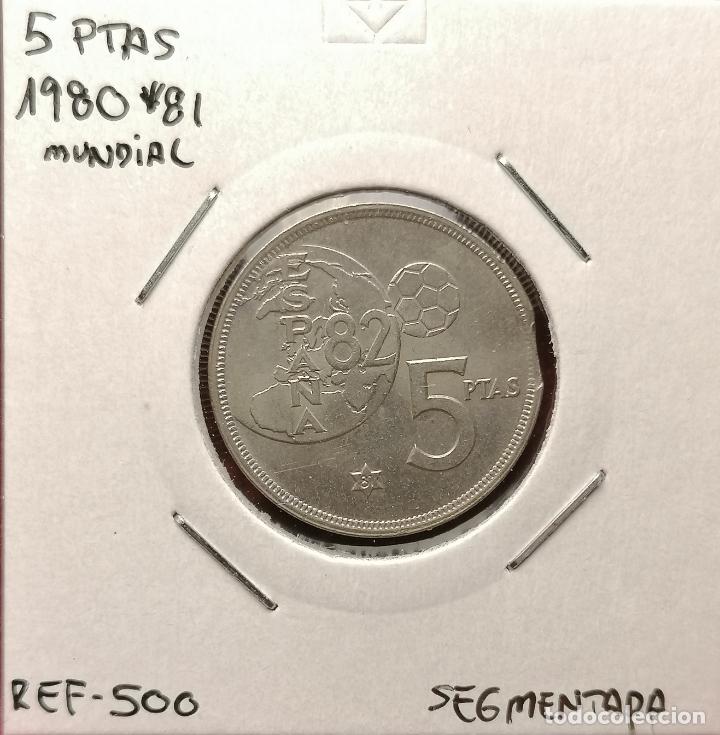 Monedas con errores: 5 pesetas 1980 * 81 mundial Segmentada - Foto 1