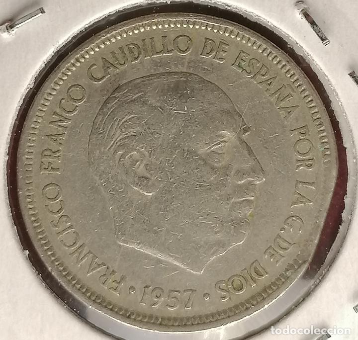 Monedas con errores: 5 pesetas 1957 * 68 Segmentada recta - Foto 3