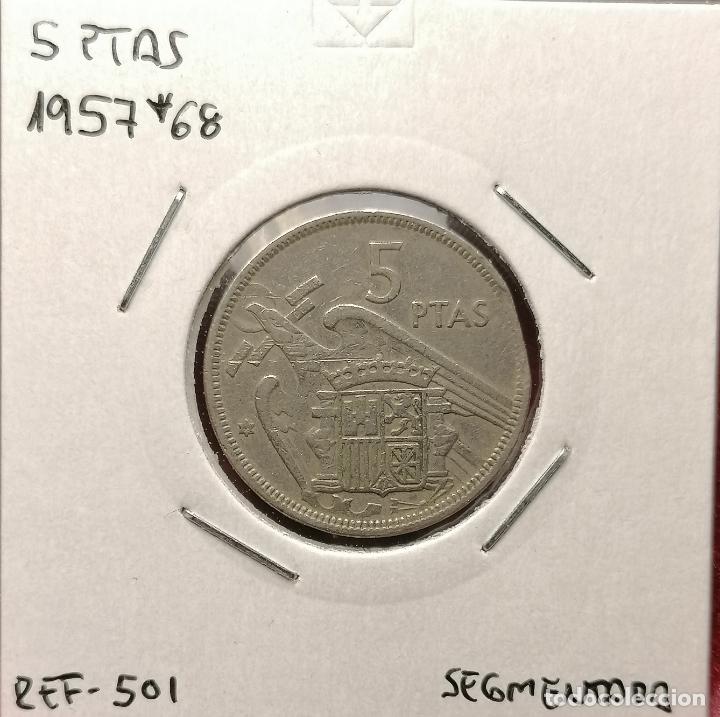 Monedas con errores: 5 pesetas 1957 * 68 Segmentada recta - Foto 1