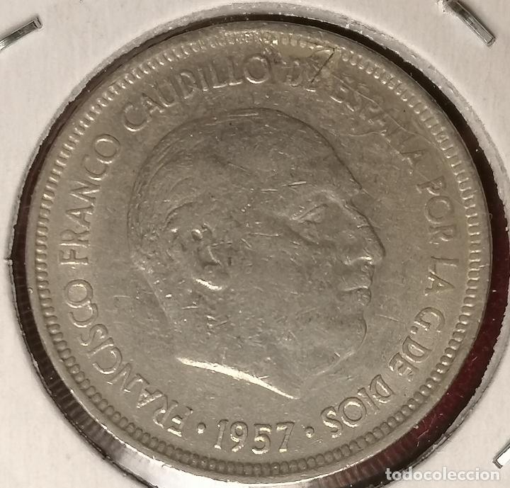 Monedas con errores: 5 pesetas 1957 * 71 laminada hoja - Foto 3