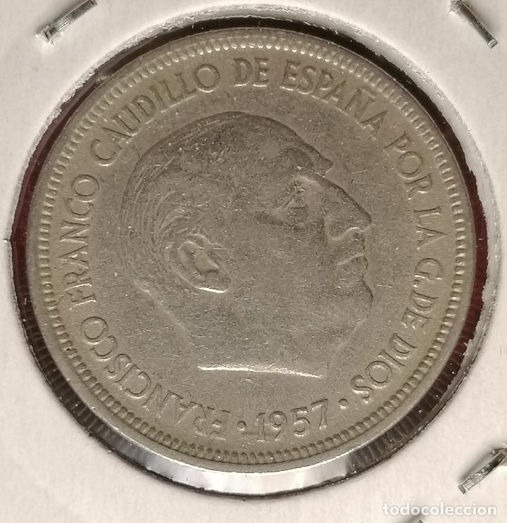 Monedas con errores: 5 pesetas 1957 * laminada - Foto 3