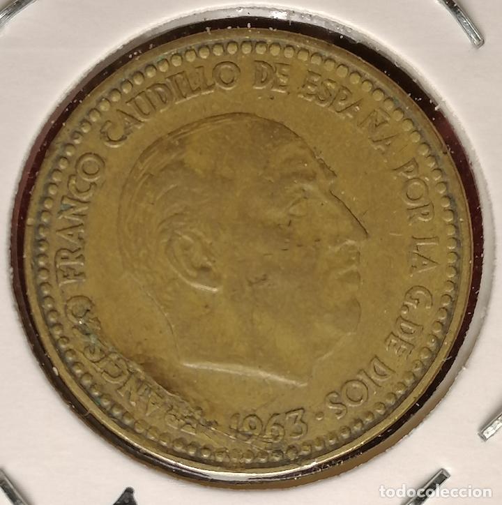 Monedas con errores: 1 peseta 1963 * 65 laminada - Foto 3