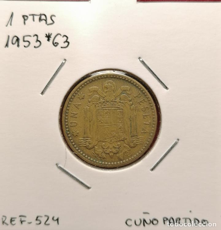 Monedas con errores: 1 peseta 1953 * 63 cu&ntilde;o partido - Foto 1