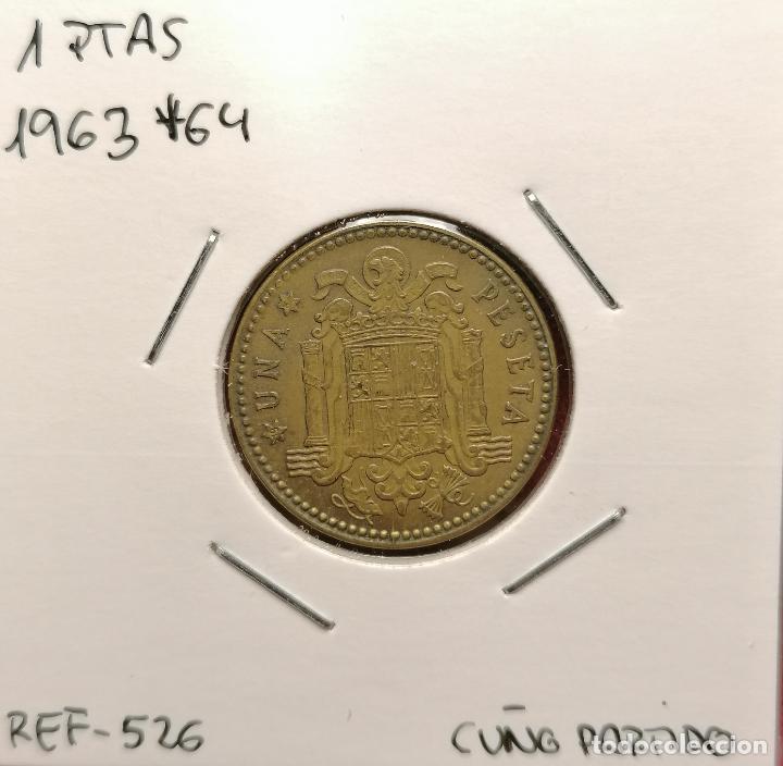 Monedas con errores: 1 peseta 1963 * 64 cu&ntilde;o partido - Foto 1
