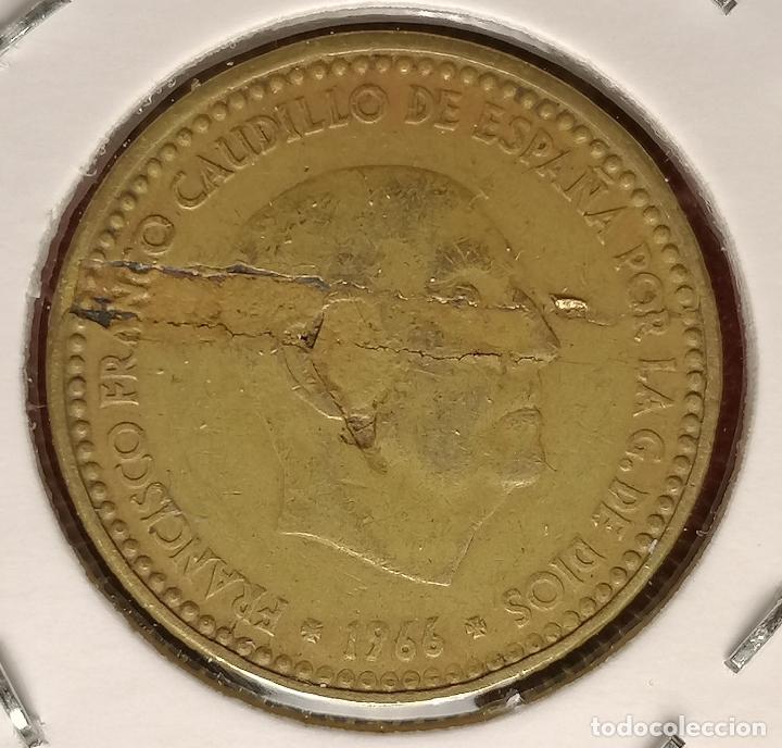 Monedas con errores: 1 peseta 1966 * 67 laminada reverso - Foto 3