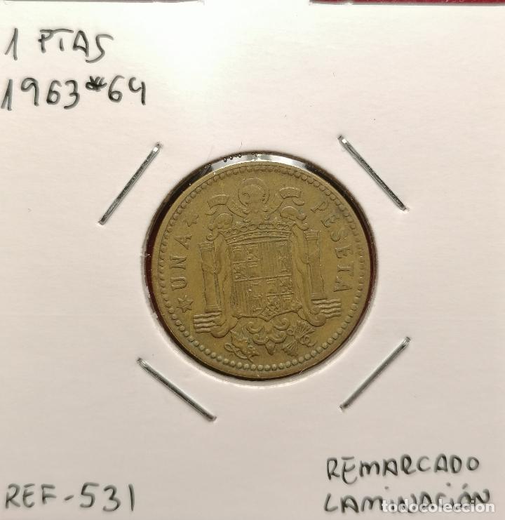 Monedas con errores: 1 peseta 1963 * 64 laminada repintada - Foto 1