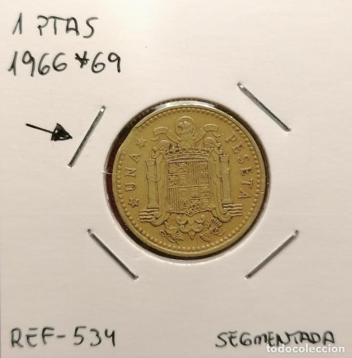 Monedas con errores: 1 peseta 1966 * 69 segmentada curva - Foto 1