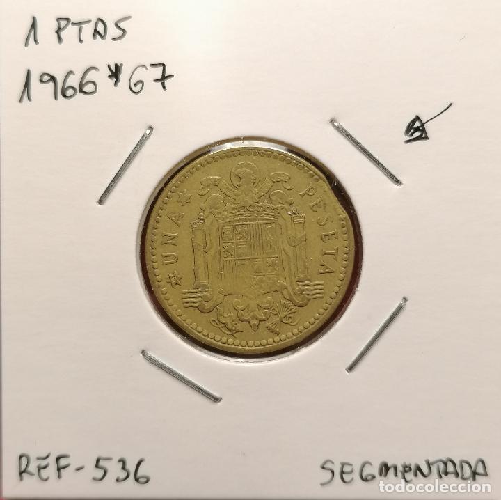 Monedas con errores: 1 peseta 1966 * 67 segmentada curva - Foto 1