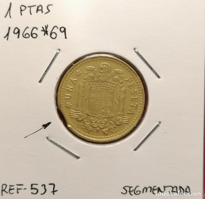 Monedas con errores: 1 peseta 1966 * 69 segmentada curva - Foto 1