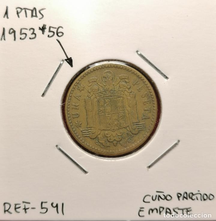 Monedas con errores: 1 peseta 1953 * 56 cu&ntilde;o partido empaste - Foto 1