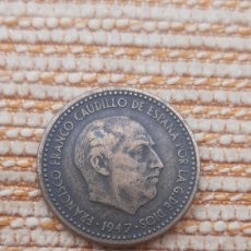 Monedas con errores: (ERROR-REPINTE)(1947*54) 1 PESETA CON REPINTE EN REVERSO ARRIBA DE FECHA. Lote 386927259
