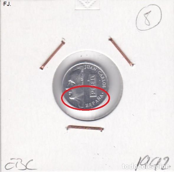 Monedas con errores: Moneda 1 Pta 1992 J Carlos. Error, Rayas Cruzadas. Anv Ebc. - Foto 1