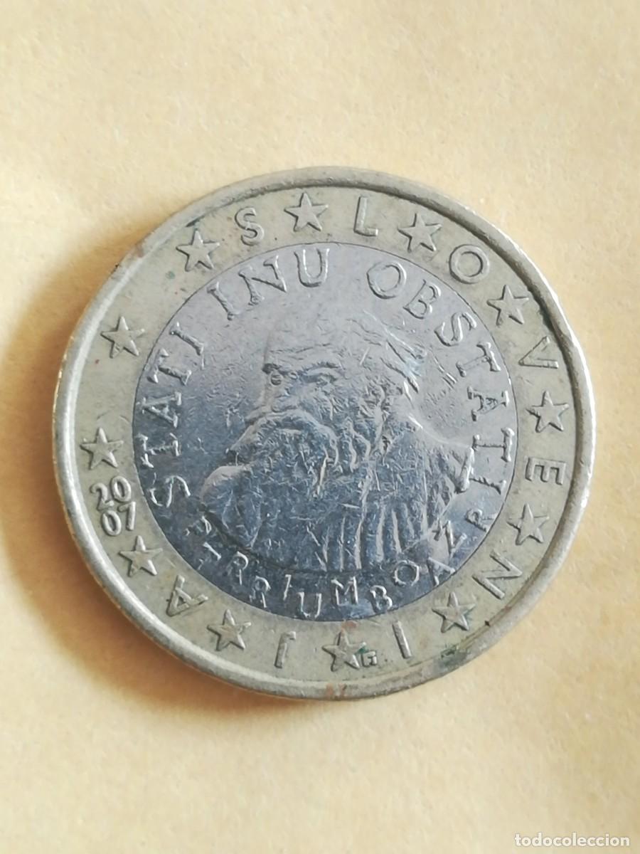 Monedas con errores: Moneda error con exceso de metal 1 euro Slovenija 2007 - Foto 1