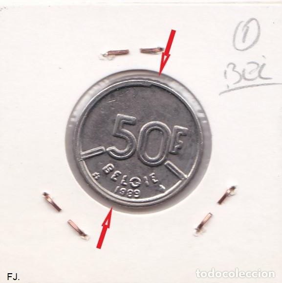 Monedas con errores: Moneda 50 Francos 1989 B&eacute;lgica. Error, Descentrada. Mbc. - Foto 2