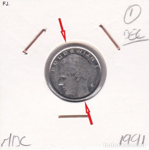 Monedas con errores: Moneda 1 Franco 1991 B&eacute;lgica. Error, Descentrada. Mbc. - Foto 1