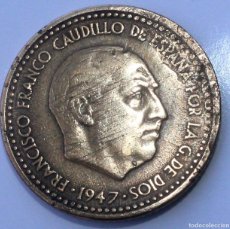 Monedas con errores: MONEDA DE 1 PESETA 1947 ESTRELLA 54 RARA. Lote 398953824