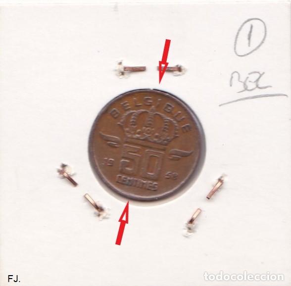 Monedas con errores: Moneda 50 Cts 1958 B&eacute;lgica. Error, Descentrada. Mbc. - Foto 2