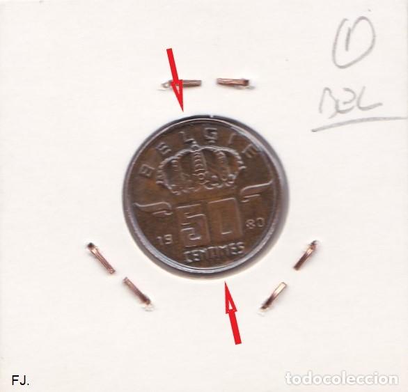 Monedas con errores: Moneda 50 Cts 1980 B&eacute;lgica. Error, Descentrada. Mbc. - Foto 2
