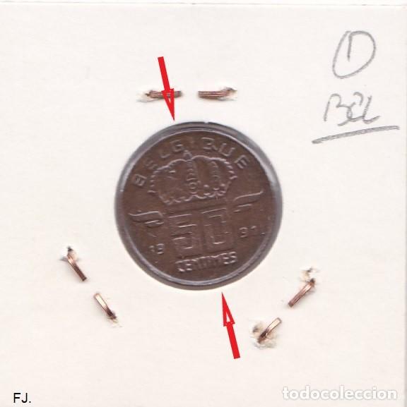 Monedas con errores: Moneda 50 Cts 1991 B&eacute;lgica. Error, Descentrada. Mbc. - Foto 2