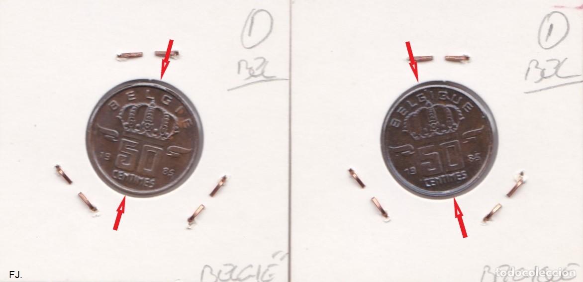Monedas con errores: 2 Monedas 50 Cts 1985 B&eacute;lgica. Error, Descentrada. Mbc. - Foto 2