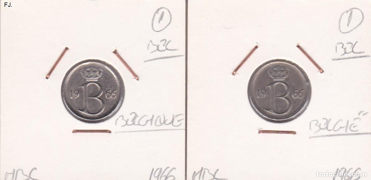 Monedas con errores: 2 Monedas 25 Cts 1966 B&eacute;lgica. Error, Descentrada. Mbc. - Foto 1