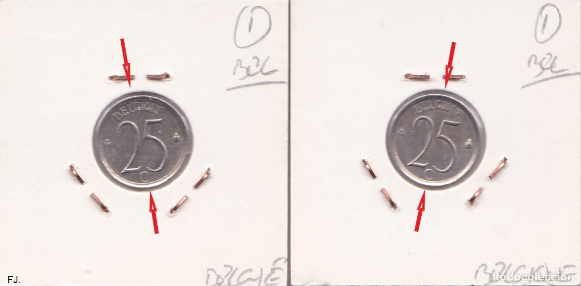 Monedas con errores: 2 Monedas 25 Cts 1966 B&eacute;lgica. Error, Descentrada. Mbc. - Foto 2