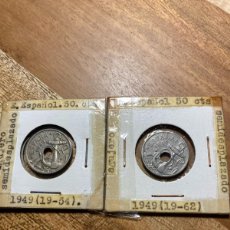 Monedas con errores: 2 MONEDAS DE 50 CÉNTIMOS DE 1949 (*50 Y *62) CON ERRORES DE ACUÑACIÓN, AGUJEROS DESPLAZADOS. Lote 400602694