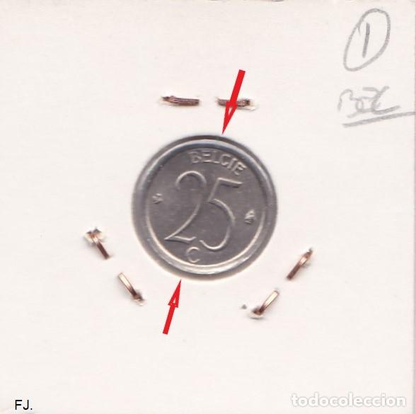 Monedas con errores: Moneda 25 Cts 1975 B&eacute;lgica. Error, Descentrada. Mbc. - Foto 2
