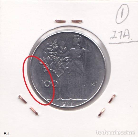 Monedas con errores: Moneda 100 Liras 1977 Italia. Error Cu&ntilde;o Marcado Anv y Rev-Mbc. - Foto 3