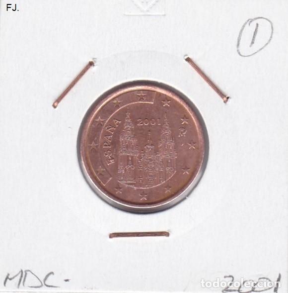 Monedas con errores: Moneda 5 Cts 2001 Espa&ntilde;a. Error, Exceso de Metal. Rev Mbc. - Foto 1