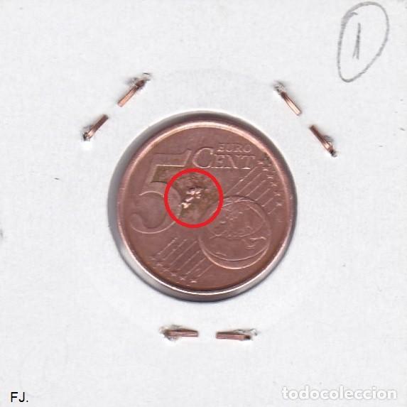 Monedas con errores: Moneda 5 Cts 2001 Espa&ntilde;a. Error, Exceso de Metal. Rev Mbc. - Foto 2