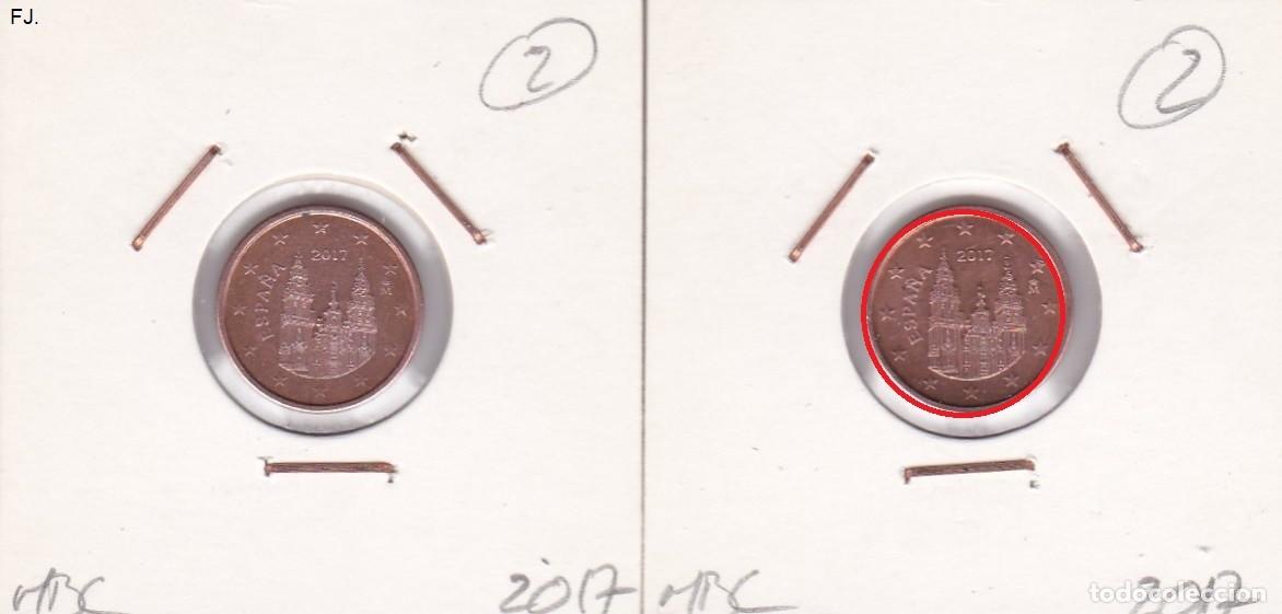 Monedas con errores: Monedas 1 Cent de Euro 2017. Espa&ntilde;a. Error, Grabado Mayor y Menor, Mbc. - Foto 1