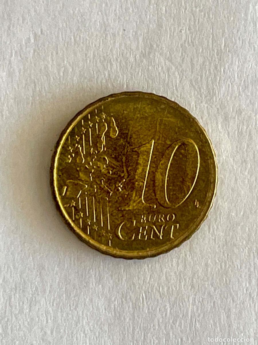 Monedas con errores: * ERROR * 10 CENT A&Ntilde;O 2000 ESPA&Ntilde;A. EXCESO DE METAL EN FORMA DE TRIANGULO BAJO LA PLUMA - Foto 2