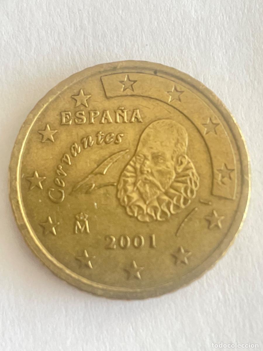 Monedas con errores: * ERROR * 50 CENT A&Ntilde;O 2001 ESPA&Ntilde;A MEDIO DOBLE LISTEL EN REVERSO - Foto 2