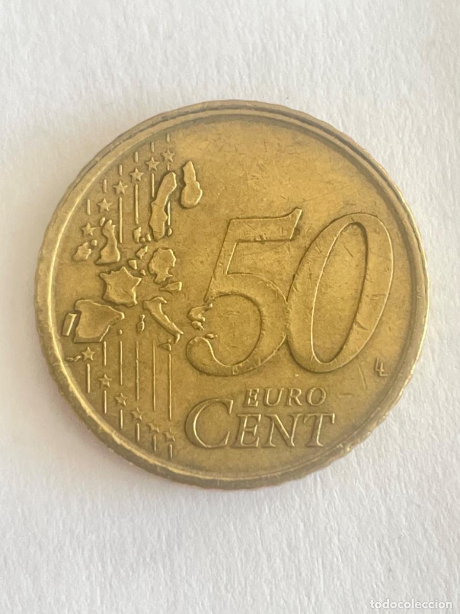 Monedas con errores: * ERROR * 50 CENT A&Ntilde;O 2001 ESPA&Ntilde;A MEDIO DOBLE LISTEL EN REVERSO - Foto 1