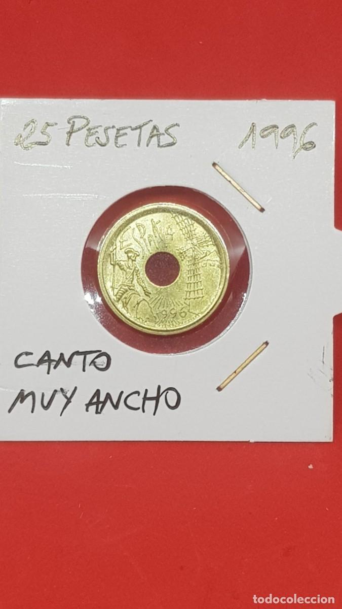 Monedas con errores: 25 PESETAS 1996-CANTO MUY ANCHO- - Foto 2