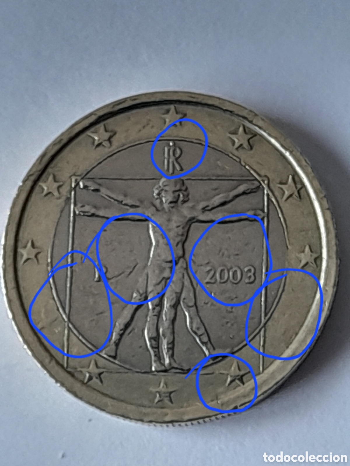 Monedas con errores: Moneda 1 euro Italia. GRAN DEFECTUOSA - Foto 2