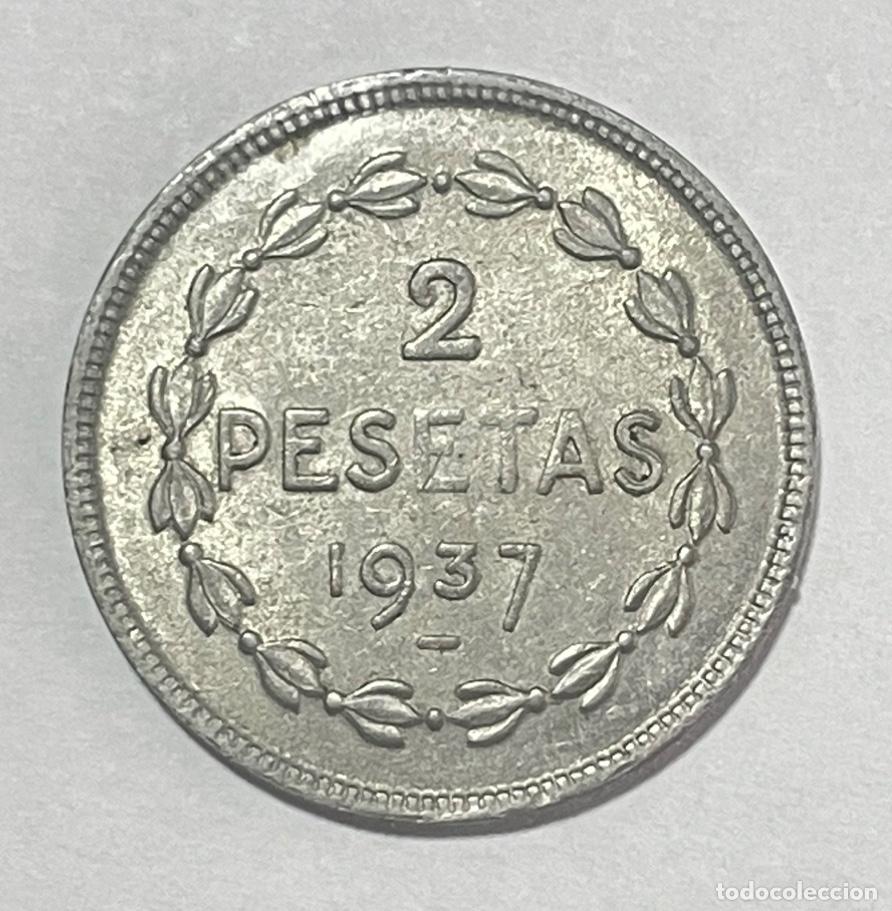 Monedas con errores: * ERROR ESCASISIMO * 2 PESETAS A&Ntilde;O 1937 DE EUZKADI. CU&Ntilde;O EMPASTADO - Foto 1