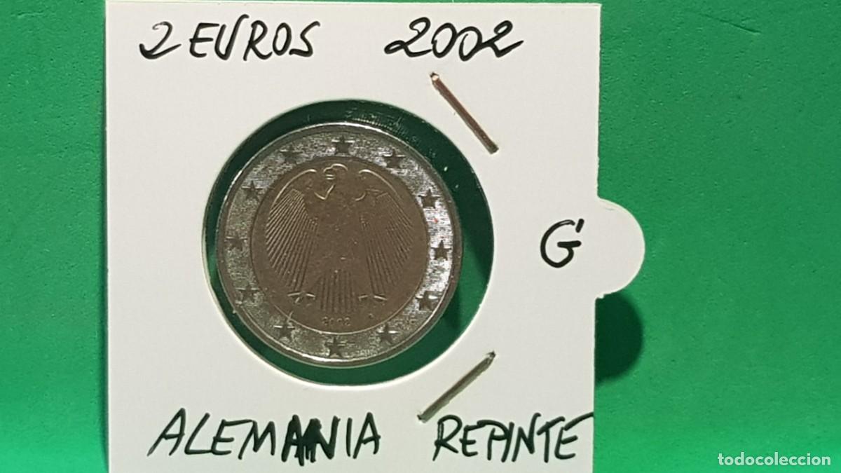 Monedas con errores: 2 EUROS ALEMANIA 2002 G-ERROR REPINTE EN LA GARRA - Foto 5