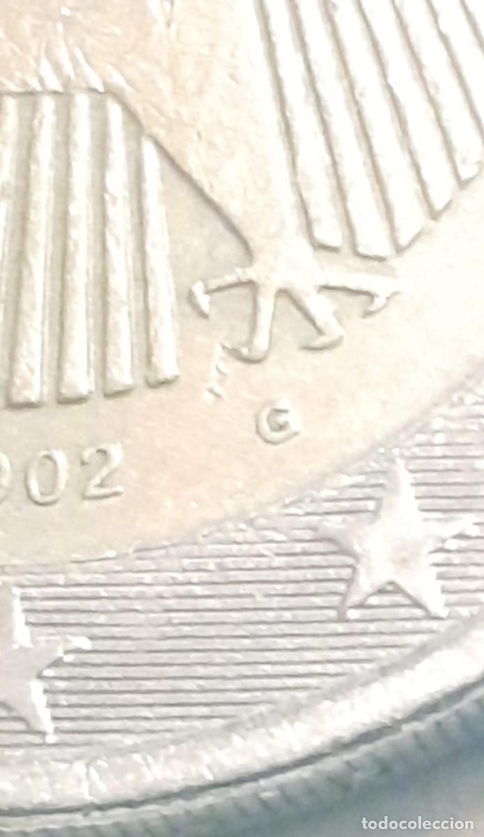Monedas con errores: 2 EUROS ALEMANIA 2002 G-ERROR REPINTE EN LA GARRA - Foto 2
