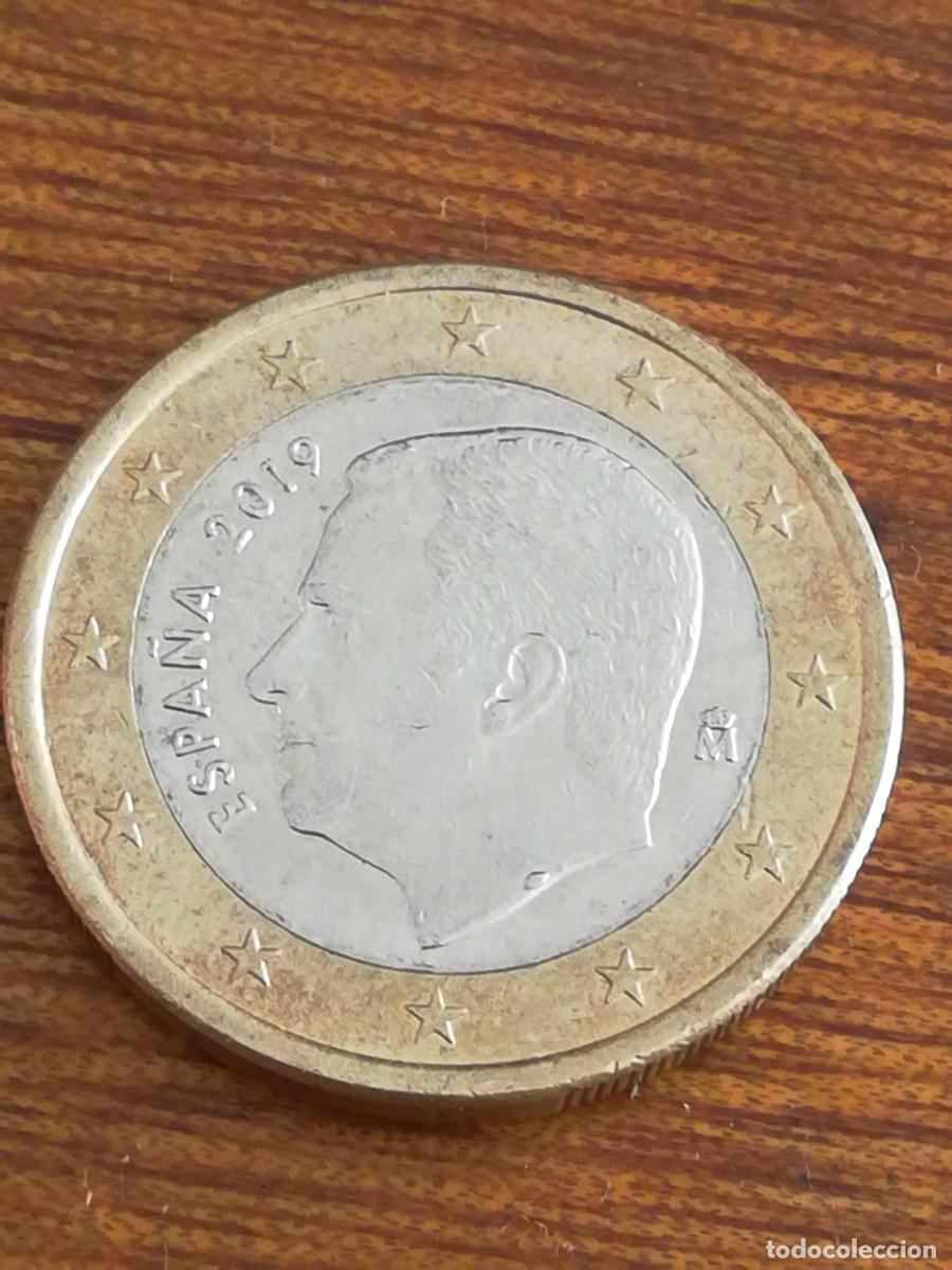 Monedas con errores: Moneda 1 euro Espa&ntilde;a 2019 Error, exceso de metal - Foto 1