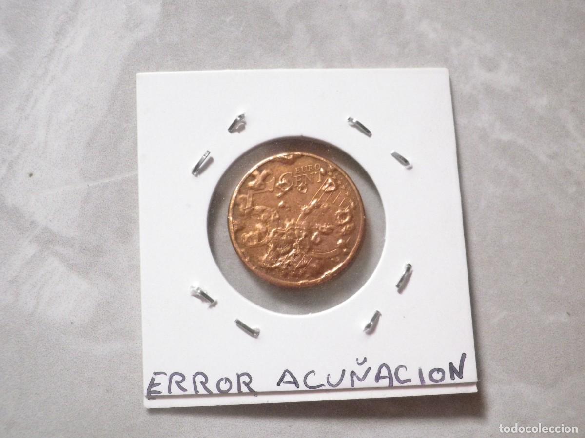 Monedas con errores: MONEDA DE 5 CENTIMOS RARA CON ERROR DE FUNDICION EXCESO DE METAL EN LAS 2 CARAS - Foto 6